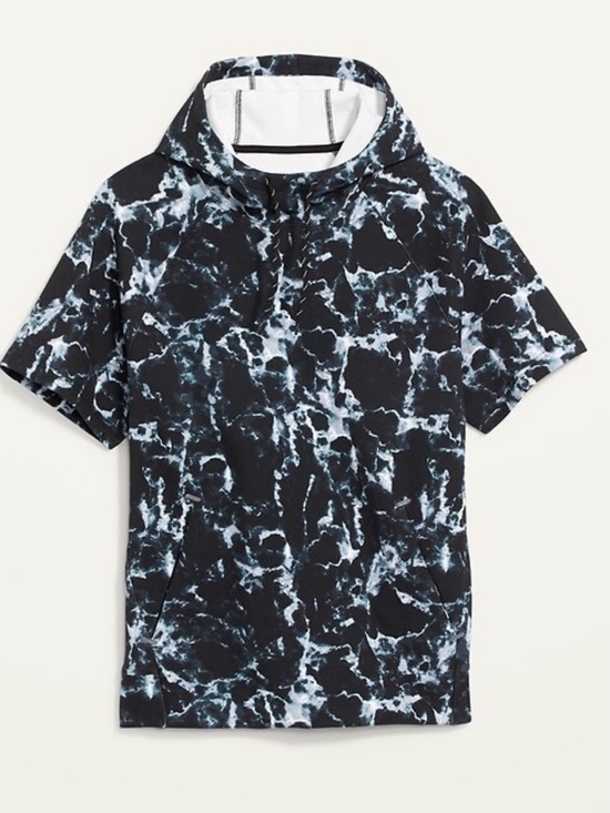 Other - Old Navy Active Short-Sleeve Hoodie in Black Marble NWT size Men’s L